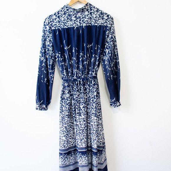 vintage blue and white dress, floral dress - Picture 2 of 6